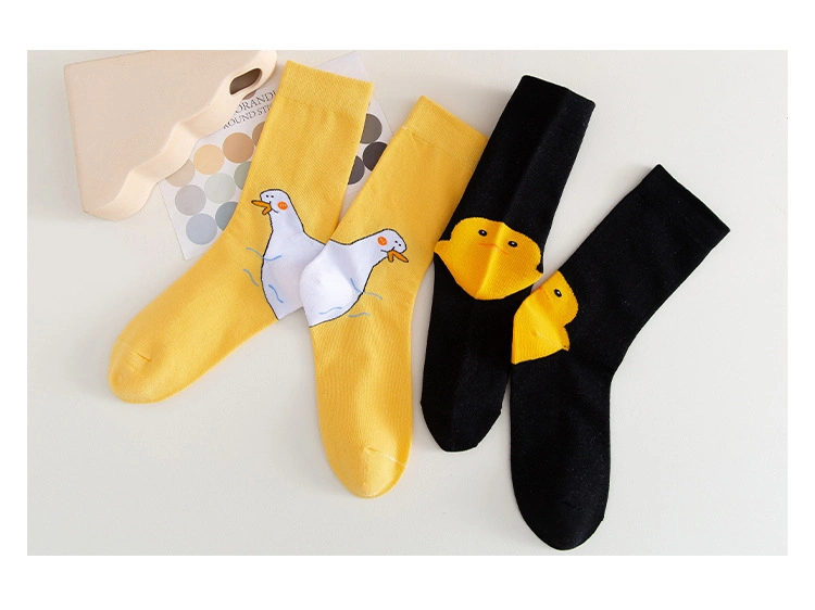 High Quality Cartoon Duck 3D Fashion Soft Breathable Wholesale Cheap Custom Young Lady Girl Beautiful School Socks